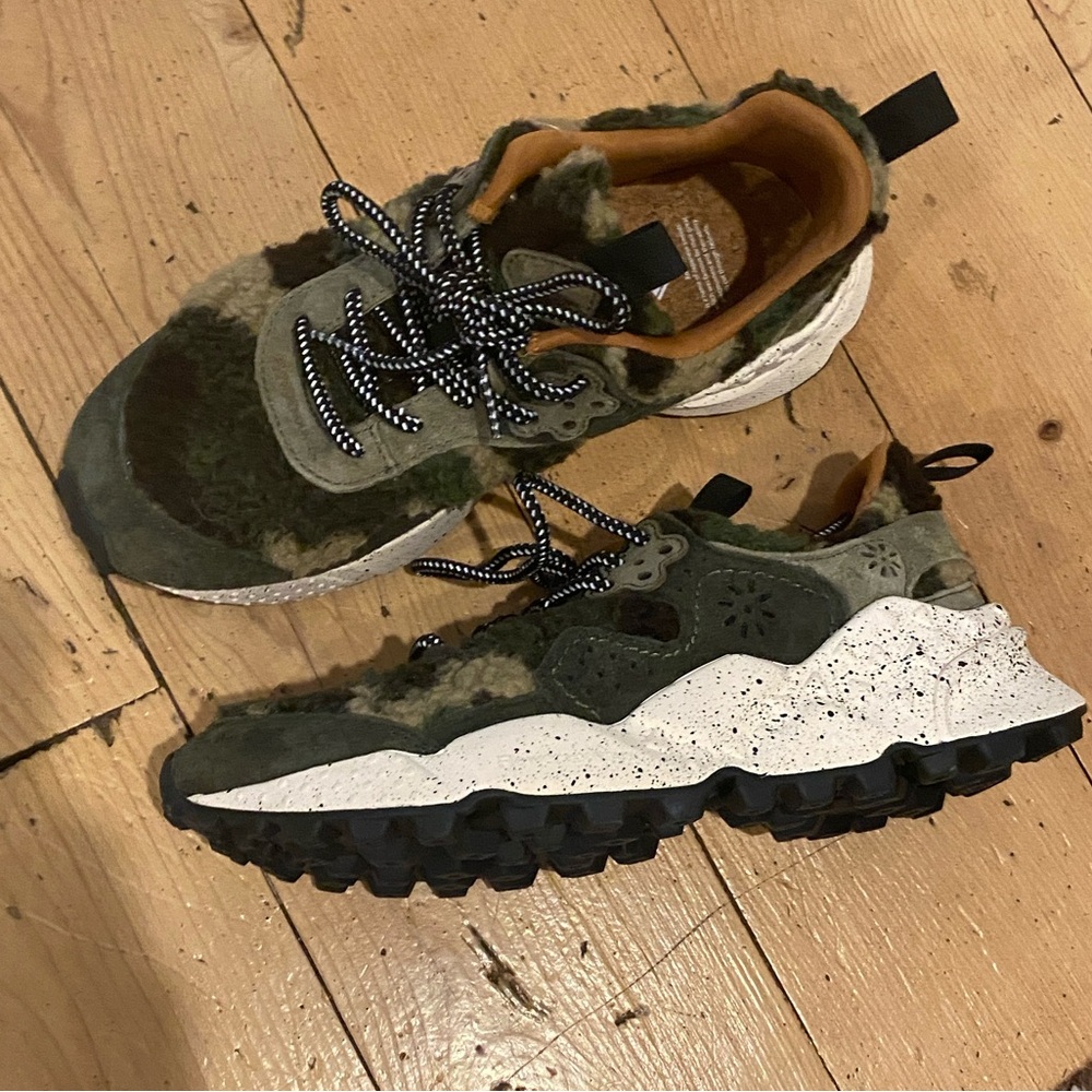Flower Mountain US 7.5 EU 38 Army Green Teddy Camouflage Kotetsu Trainer Sneaker